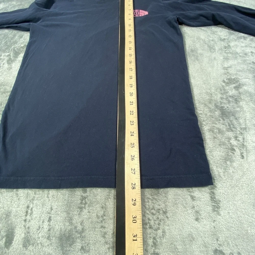 The North Face Shirt Men Small Blue Pink Logo Spellout Long Sleeve Graphic‎ Logo
